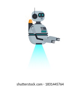 Robot with a flashing light. High-tech, vector illustration