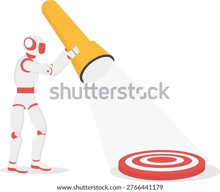 Robot with flashlight discovering a target board