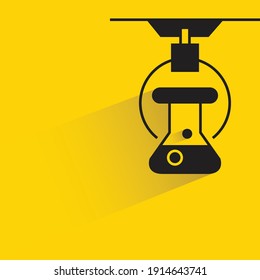 robot and flask with drop shadow yellow background