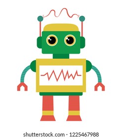 
Robot flat icon design, artificial person 
