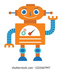 
Robot flat icon design, artificial person 
