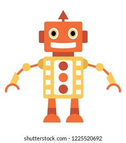 
Robot flat icon design, artificial person 
