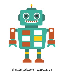 
Robot flat icon design, artificial person 
