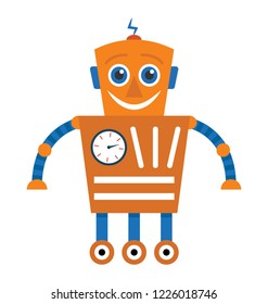 
Robot flat icon design, artificial person 
