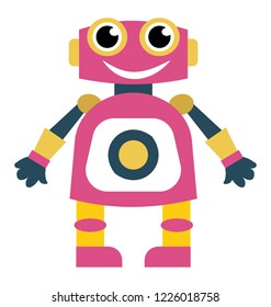 
Robot flat icon design, artificial person 
