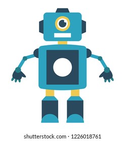 
Robot flat icon design, artificial person 
