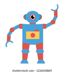 
Robot flat icon design, artificial person 

