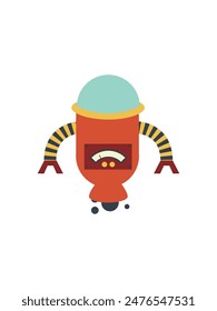 Robot flat icon for graphic and web design. Creative illustration concept
