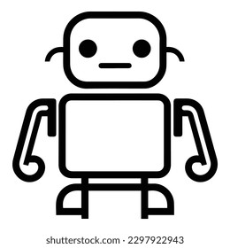 Robot Flat Icon Isolated On White Background