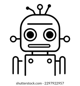 Robot Flat Icon Isolated On White Background