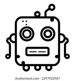 Robot Flat Icon Isolated On White Background