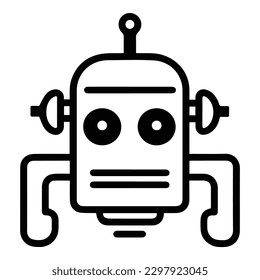 Robot Flat Icon Isolated On White Background