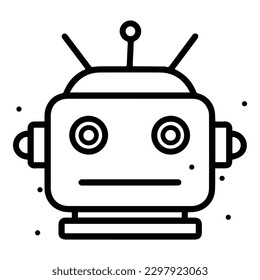 Robot Flat Icon Isolated On White Background