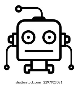 Icono plano de robot aislado en fondo blanco