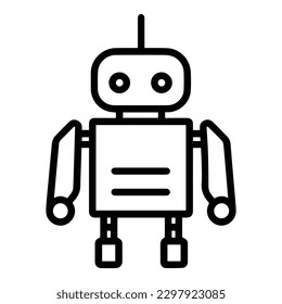Robot Flat Icon Isolated On White Background