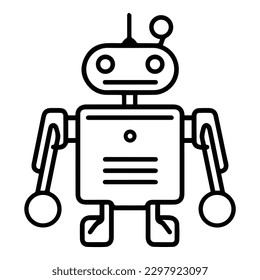 Robot Flat Icon Isolated On White Background