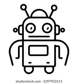 Robot Flat Icon Isolated On White Background
