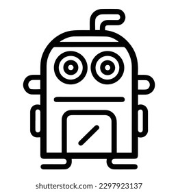 Robot Flat Icon Isolated On White Background