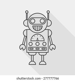 robot flat icon with long shadow, line icon