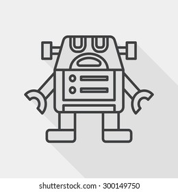 robot flat icon with long shadow, line icon