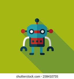 robot flat icon with long shadow,eps10