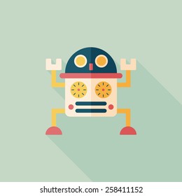 robot flat icon with long shadow,eps10