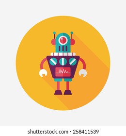 robot flat icon with long shadow,eps10