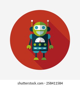 robot flat icon with long shadow,eps10