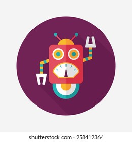 robot flat icon with long shadow,eps10