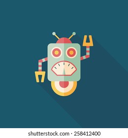 robot flat icon with long shadow,eps10