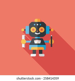 robot flat icon with long shadow,eps10