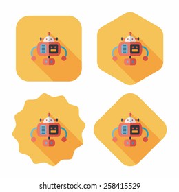 robot flat icon with long shadow,eps10