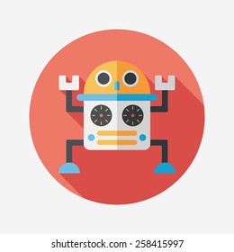 robot flat icon with long shadow,eps10