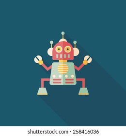 robot flat icon with long shadow,eps10
