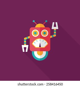 robot flat icon with long shadow,eps10