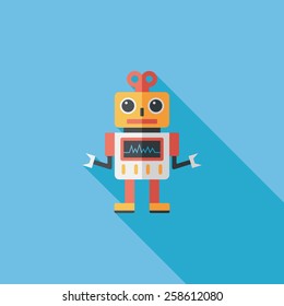 robot flat icon with long shadow,eps10