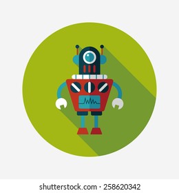 robot flat icon with long shadow,eps10
