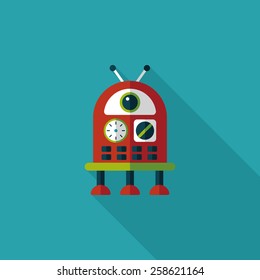 robot flat icon with long shadow,eps10