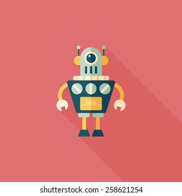 robot flat icon with long shadow,eps10