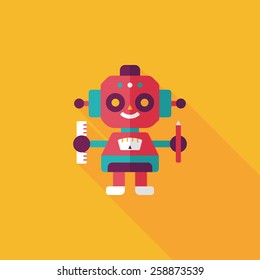 robot flat icon with long shadow,eps10