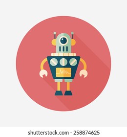 robot flat icon with long shadow,eps10