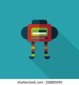 robot flat icon with long shadow,eps10