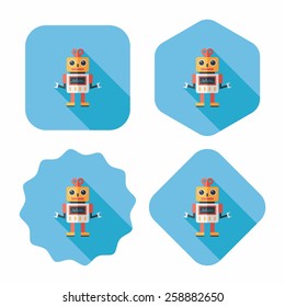robot flat icon with long shadow,eps10