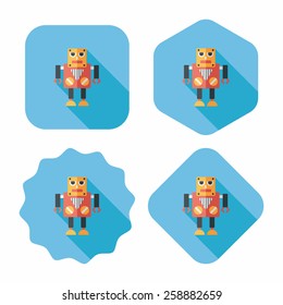 robot flat icon with long shadow,eps10