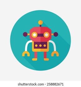 robot flat icon with long shadow,eps10