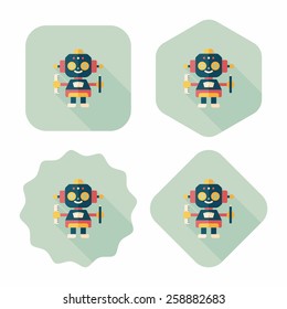 robot flat icon with long shadow,eps10