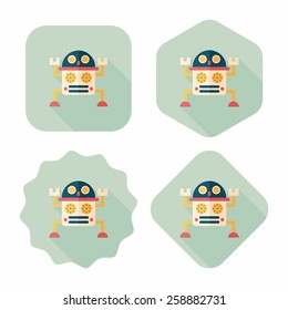 robot flat icon with long shadow,eps10