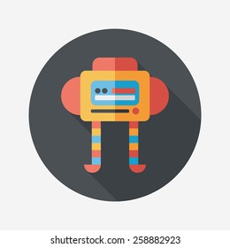 robot flat icon with long shadow,eps10