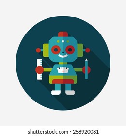 robot flat icon with long shadow,eps10