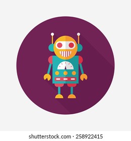 robot flat icon with long shadow,eps10